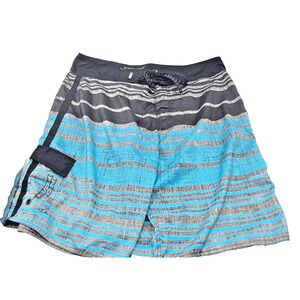 No Fear Board Shorts Men's 38 Swim Trunks Blue/Black Skateboard Surfing Beach